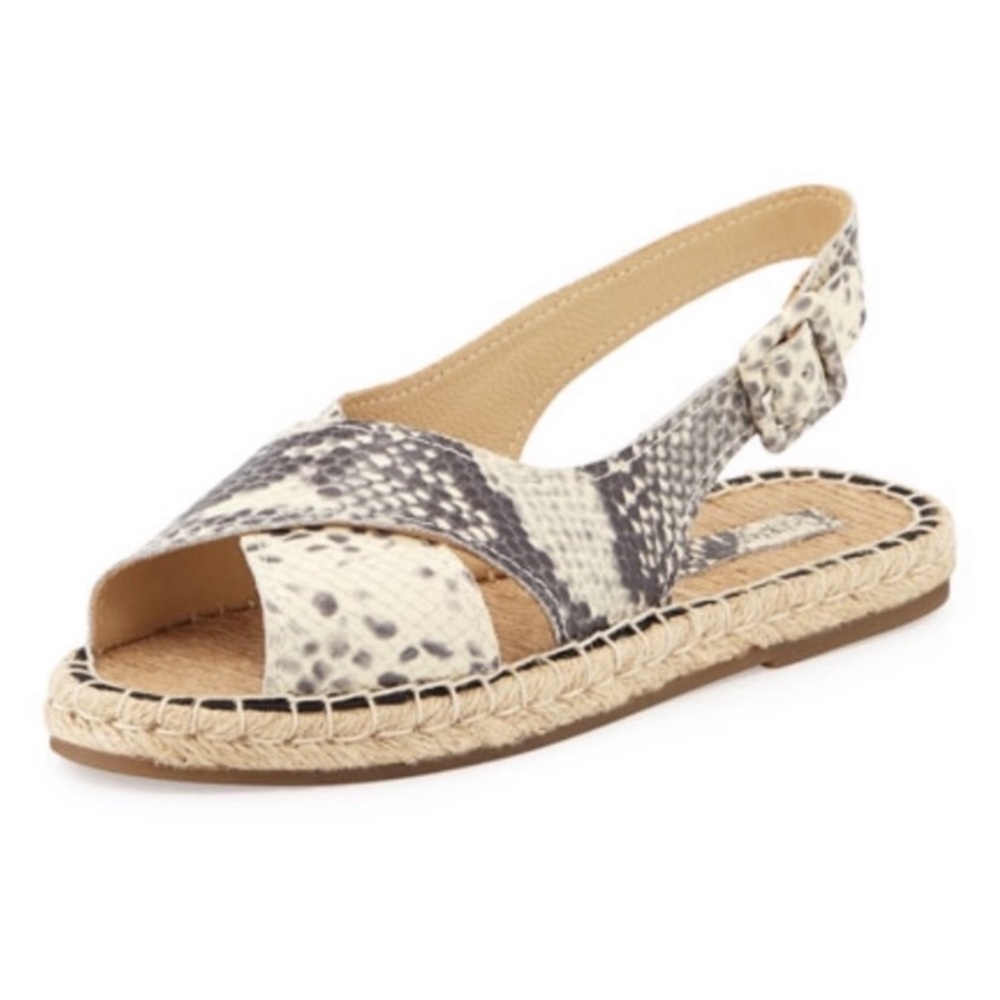 Pour La Victoire Snake Embossed Olivia Espadrilles Flat Sandals 8.5